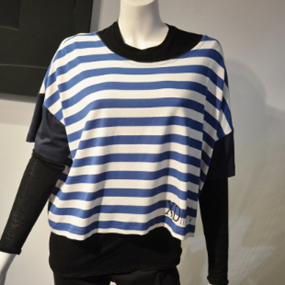 Spring 17 Xenia Striped Jersey Boxy Cropped Tee - Picture 4 of 12